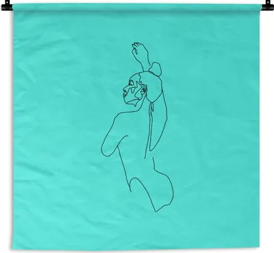 Produktbild von MuchoWow® Wandteppich Wandbehang Frau - Minimalismus - Linienkunst 150x150 cm Tapisserie Dekoration Wandtuch - Wohnaccessoires - Modernes