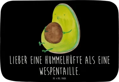 Produktbild von Mr. & Mrs. Panda Duschvorleger Avocado Pfeifen - Schwarz - Geschenk, Badezimmerteppich, Badteppich, Abnehmen, Ernährung, duschmatte, Badvorleger, Schwanger, Badematte