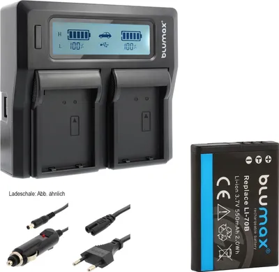 Produktbild von 1x Akku + Lader für Olympus Li -70B  VG-120, VG-130, VG-150, VG-160 550 mAh