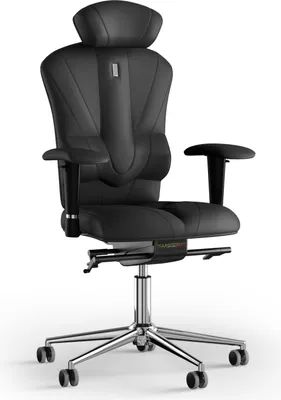 Produktbild von KULIK SYSTEM Victory – Schreibtischstuhl für Büro und Zuhause mit patentierter ergonomisch geformter Rückenlehne und Sitzkissen. Kunstleder Schwarz