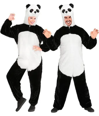 Produktbild von Panda Kostüm Plüsch Overall mit Reißverschluss – Uni Tierkostüm M–XL für Erwachsene – Fasching Karneval Halloween Après-Ski Mottoparty Größe: XL