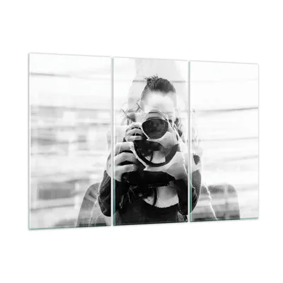 Produktbild von Bilder auf glas - 3 Teile - Fotograf Schwarzweiß Doppel - 105x70cm - Glasbilder - Wandbilder - Bilder - Wanddekoration aus Glas - Glas Bilder - Wandbild auf Glas - GCE105x70-4586