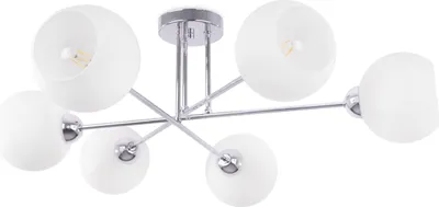 Image de Plafonnier Asturia chrome 6 lampes – Plafonnier moderne avec abat-jours en verre blanc E27 pour salon
