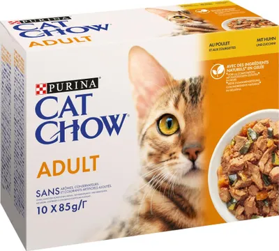 Zdjęcie produktu dla Karma mokra dla kota Purina Cat Chow Adult Kurczak Cukin Multipack 10x85g