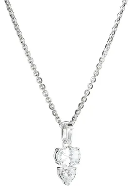 Image de Collier avec pierres en zircone ovale cœur argent