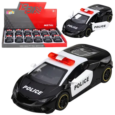 Produktbild von Polizeiauto-Sportwagen mit motorisiertem Metall-Rückzug, schwarz, 1:43