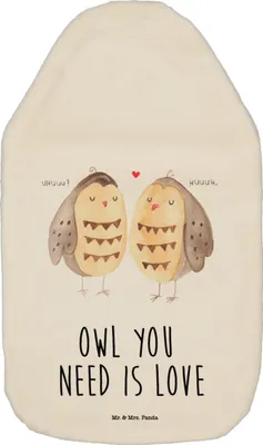 Produktbild von Mr. & Mrs. Panda Wärmflasche Eulen Liebe - Weiß - Geschenk, Wortspiel, wärmebeutel, Wärmekissen, Owl, Wärmflaschen, Eule, Bettflasche, Hochzeitsspruch, mit Bezug