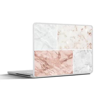 Produktbild von MuchoWow® Laptop Aufkleber Sticker Cover Marmor - Weiß - Rosa 30x22 cm - Laptop-Sticker