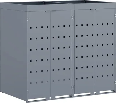 Image de vidaXL Poubelle de chariot pour 2 récipients gris clair 136 x 77,5 x 121,5 cm