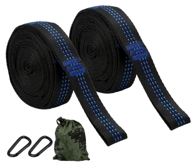 Produktbild von Hängemattengurt, Camping-Hängeseile, 2 Stück, hohe Tragfähigkeit mit 2 Stahlhaken-Karabinern, ideal für Outdoor-Aktivitäten