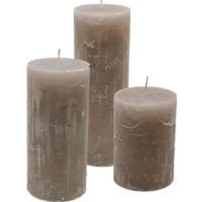 Cactula Stumpenkerzen-Set – Steingrau – 3 Stück