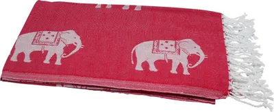 Produktbild von Hamamtuch Saunatuch mit Elefanten-Muster (klein) rot