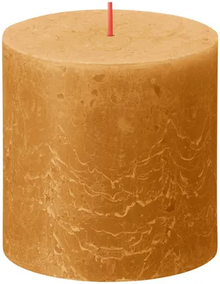 Produktbild von Bolsius Rustik Stumpenkerze XXL - Ockergelb - 3 Stück - 10 x 10 cm - Dekorative Haushaltkerzen - Länge Brenndauer 62 Stunden - Unparfümierte