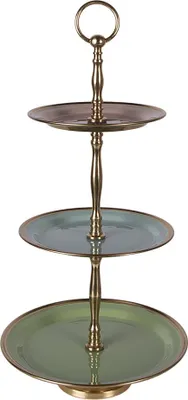Produktbild von Clayre & Eef 3-Schicht-Etagere Ø 27x51 cm Grün Edelstahl