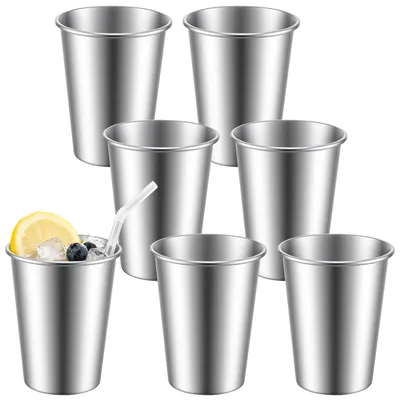 7 Edelstahlbecher 350 ml stapelbar unzerbrechlich