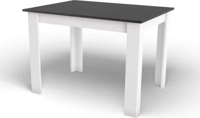 Produktbild von Esszimmertisch Küchentisch, Platte aus Eiche, Holztisch Esstisch 120 x 80 x 75 cm, 18 mm Dicke, Küche Wohnzimmer schwarz und weiß