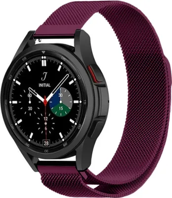 Produktbild von Strap-it Milanese Armband - Kompatibel mit Samsung Galaxy Watch 4 Classic Armband 42mm Edelstahl Armband mit Magnetverschluss - Ersatzarmband - Hochwertiges Material - für Samsung Galaxy Armband Lila