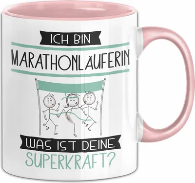 Produktbild von Marathonläuferin Geschenk Tasse Ich Bin Marathonläuferin Was Ist Deine Superkraft Geschenkidee Lustig Geburtstag Weihnachten (Rosa)
