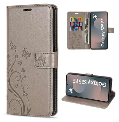 Produktbild von Handy Tasche für Samsung Galaxy S25 FE Hülle Handyhülle Klapphülle Wallet Case in Grau