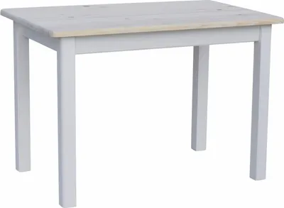 Image de Table blanche en pin massif avec plateau non laqué 120 x 70 cm