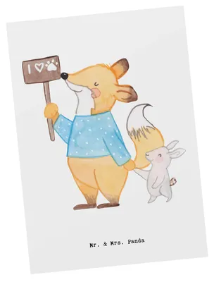 Produktbild von Mr. & Mrs. Panda Postkarte Tierschützer Herz - Weiß - Geschenk, Ansichtskarten, Grußkarte, bildkarte, einzelkarte, Postkarten
