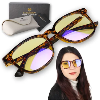 Produktbild von Okulary do komputera blokujące światło niebieskie ANTI BLUE LIGHT + etui, panter 45% 7868