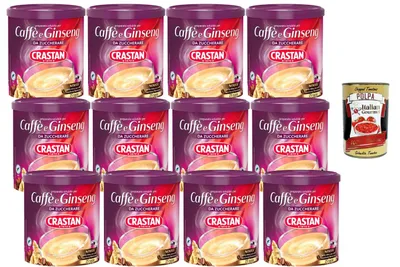 Produktbild von Crastan Italian Gourmet Löslicher Kaffee & Ginseng Mix zum Süßen – 12x 200g Vorratspack – Cremiges Heißgetränk, Instant Getränkepulver, Frühstück & Pause, Italienische Spezialität + Italian Gourmet Polpa