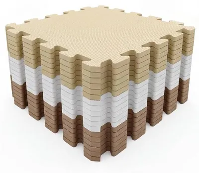 Obrázek produktu pro Fitness podložka, sada 18 kusů - 30x30 cm, pěnová - béžová - ideální pro domácí cvičení