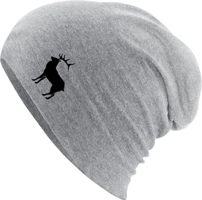 Produktbild von Huuraa Beanie Hirsch Silhouette Heather Grey One Size Baumwolle und Elasthan Mütze Geschenkidee