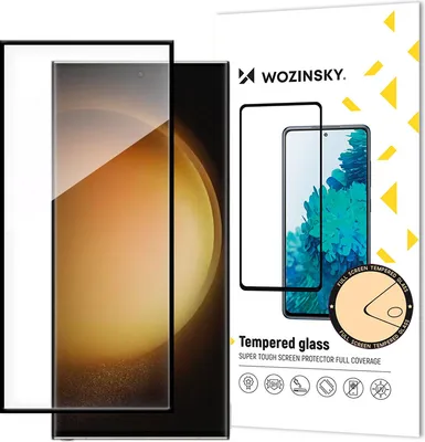 Produktbild von Wozinsky Vollkleber Panzerglas für Samsung Galaxy S24 Ultra mit schwarzem Rahmen