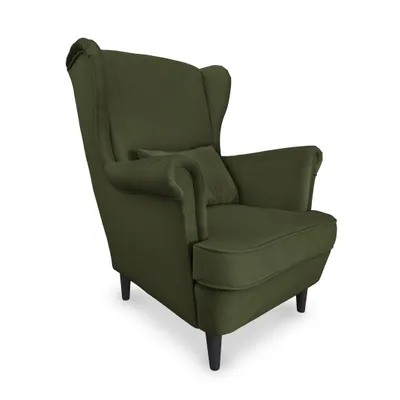 Produktbild von ANMIL Sessel in Dunkelgruen Stoff Magic Velvet Eleganter Ohrensessel 84 x 104 x 95 cm im Skandinavischen Stil mit Zierkissen