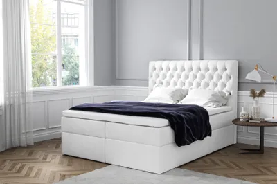 Produktbild von Boxspringbett MOVET , Pocket Matraze Topper , 180 x 200 cm , ( Weiss - Jasmine 20 )