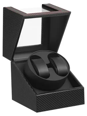 Image de Boîtier à remontoir automatique pour montres - Pour deux montres - En cuirPolyuréthane- Convient aux montres pour femmes et pour hommes - Boîte à montres