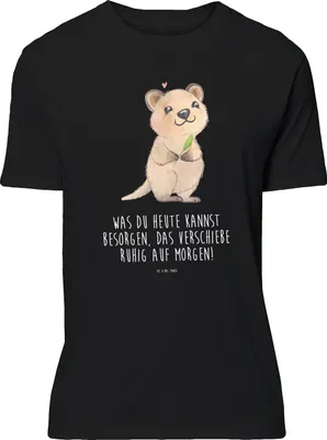 Produktbild von Mr. & Mrs. Panda T-Shirt Quokka Happy - Schwarz - Geschenk, Lustiger Spruch, Shirt, Statementshirt, Dinge Erledigen, Tshirt, Niedliches Tier, Verschieben, oberteil, S