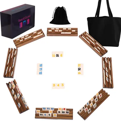 Rummy Cube Brettspiel – 214 Steine, 8 Halter, Tasche, 8 Spieler