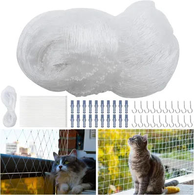 Zdjęcie produktu dla Siatka dla kota 4x3 m, oczka 2.5 cm, nylon, biała, na balkon