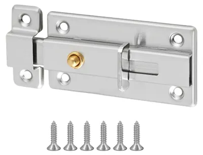Produktbild von Schiebetürriegel Edelstahl, Riegelschloss Edelstahl, Türschloss Edelstahl mit Schrauben für Gartentor, Badezimmer, Schuppen, Toilette, Schnappriegel (gebürstet)