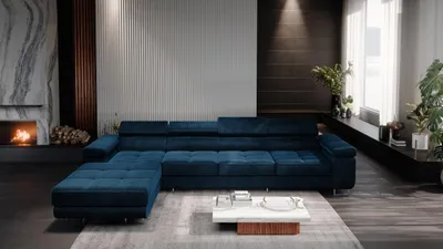 Obrázek produktu pro FurMeb24 ECKSOFA LAZZANO MAXI MONOLITH 77 - levý bok - MARINE - s lůžkem a funkcí spánku