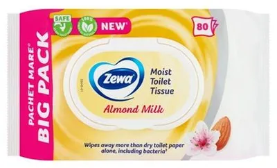 Zdjęcie produktu dla Ręczniki papierowe, nawilżane, 80 sztuk, ZEWA, zapach mleka migdałowego