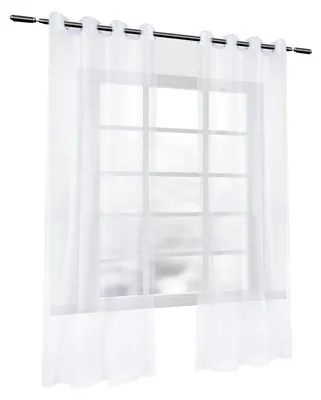 Voile-Vorhang mit Ösen, 2 Stück, 140x225 cm, Weiß