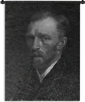 Produktbild von MuchoWow® Wandteppich Wandbehang Selbstporträt von Vincent van Gogh - Schwarz und weiß 150x200 cm Tapisserie Dekoration Wandtuch - Wandaufhängung - Moderner