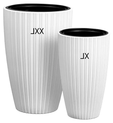 Produktbild von Blumenkübel mit Herausnehmbaren Einsatz Pflanzkübel Rund Blumentopf Dekorativ SET2: XXL+XL (Weiß)