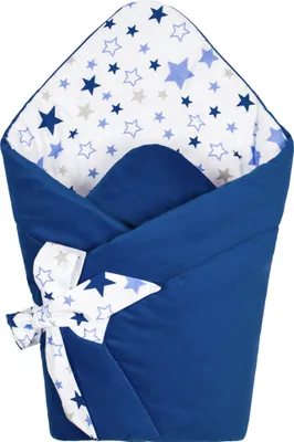 Produktbild von Pepi Babyhörnchen Einschlagdecke - 75×75 cm 100% Baumwolle - Babydecke Wickeldecke Babynest - Marineblaues Velvet Milky Way