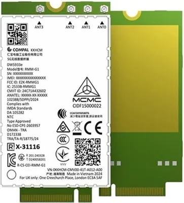 Obrázek produktu pro DELL DW5933E, Interní, Bezdrátový, PCI Express, WWAN, 4670 Mbit/s