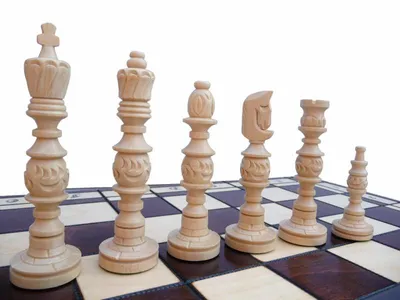 Produktbild von Schach Galant Schachspiel SET Schachbrett 58 x 58 cm GESCHNITZT Holz braun XXL