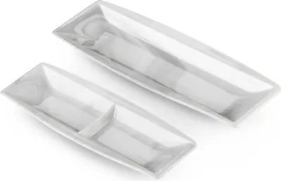 Obrázek produktu pro MALACASA Dinner Plate, Blance Series, 2 Piece Set Marble Porcelain Serving Platter Square Flat Plate Dinner Plate 12 / 10 Inch