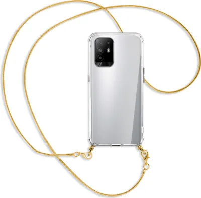 Produktbild von Handykette Backcover-Schutzhülle mit Band (Metall goldfarben) für Oppo A94 5G / F19 Pro+ 5G - goldfarbene Kette Snake