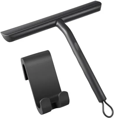 Produktbild von Ultiluxe Duschabzieher - Duschwischer - Fensterwischer - 21 cm - Silikonwischer - Mit Halter - Streifenfreies Reinigen - Schwarz