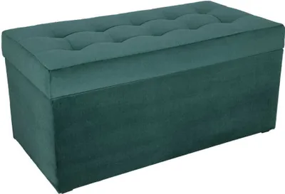 Obrázok produktu pre mg dizajnová čalúnená stolička, 45x90 cm, farba zelená - mäkký sedák, skladacia s úložným priestorom (105 l) vydrží zaťaženie do 100 kg