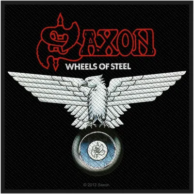 Obrázok produktu pre Saxon - nášivka "Wheels Of Steel", tkaná látka RO6314 (jedna veľkosť) (čierna/biela)